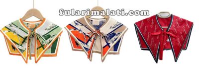 baskılı saten şal yaka fular