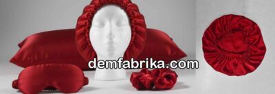 kırmızı saten uyku ve güzellik bakım seti