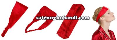 Kırmızı Akordiyonlu saten saç bandı