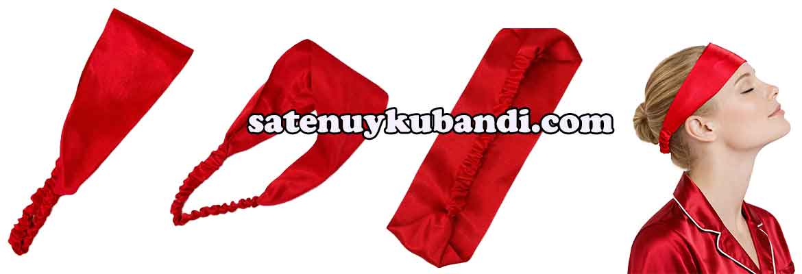 Kırmızı Akordiyonlu saten saç bandı